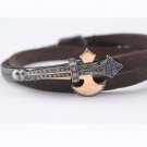 Men Axe 8K Gold and 925 S Silver Cuff Bracelet, Diamond Stone Bracelet for Man