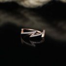 Women Handmade Silver Ring, Zigzag Shaped Zircon Ring