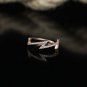 Women Handmade Silver Ring, Zigzag Shaped Zircon Ring