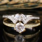 Women matching ring, stacking solitaire zircon ring,handmade 925 silver two ring