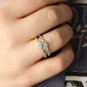 Women matching ring, stacking solitaire zircon ring,handmade 925 silver two ring
