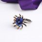 Round Tanzanite Ring, Woman 925 Silver Ring, Handmade Silver Tanzanite Rings