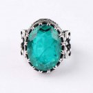 Huge Paraiba Tourmaline Man Silver Handmade Ring, Dark Green  Silver Ring