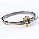 Men Axe 24K Gold and Silver Cuff Bracelet, Emerald and Diamond Stone Bracelet fo