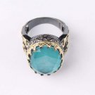 Huge Paraiba Tourmaline Ring, Mens 925 Silver Gold Plated Handmade Ring