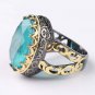 Huge Paraiba Tourmaline Ring, Mens 925 Silver Gold Plated Handmade Ring