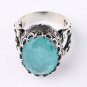 Huge Paraiba Light Green Man Silver Handmade Ring, Paraiba Tourmaline Silver Man
