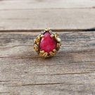 Handmade Women Flower Pink Dyed Ruby Silver Ring, Woman 925 Silver Ring