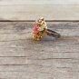 Handmade Women Flower Pink Dyed Ruby Silver Ring, Woman 925 Silver Ring