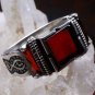 Handmade Mans Zircon Red Gemstone Ring, Mans 925 Silver Ring