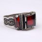 Handmade Mans Zircon Red Gemstone Ring, Mans 925 Silver Ring