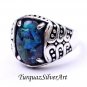 Opal Mans Silver Handmade Ring, Blue Opal 925 Silver Ring, Handmade special