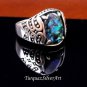 Opal Mans Silver Handmade Ring, Blue Opal 925 Silver Ring, Handmade special