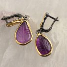 Women Eardrop Amethyst Earring,Handmade 925 Silver Woman Amethyst Earring