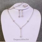 Woman Engagement Cubic Zirconia 925 Silver Jewelry Set, Flower Set