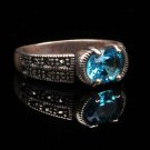 Handmade Mans Zircon Sky Blue Gemstone Ring