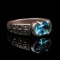 Handmade Mans Zircon Sky Blue Gemstone Ring