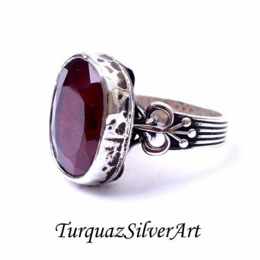 Handmade 925 Silver Damson Purple Corundum Ring