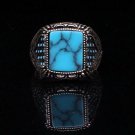 Handmade Square Turqoiuse Stone ring, Man turquoise ring, Turquoise Ring