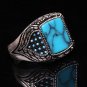 Handmade Square Turqoiuse Stone ring, Man turquoise ring, Turquoise Ring