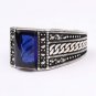 Handmade Mans Zircon Dark Blue Gemstone Ring