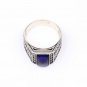 Handmade Mans Zircon Dark Blue Gemstone Ring