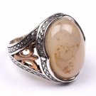Handmade Mans 925 Silver White Agate Ring, 925 Silver Ring