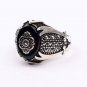 Mans 925 Silver Black Agate Ring, Handmade Sword Shape 925 Silver Ring