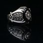 Mans 925 Silver Black Agate Ring, Handmade Sword Shape 925 Silver Ring
