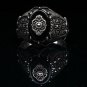 Mans 925 Silver Black Agate Ring, Handmade Sword Shape 925 Silver Ring