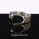 Handmade Mans Black Zircon Gemstone Ring