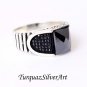 Handmade Mans Black Zircon Gemstone Ring
