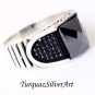 Handmade Mans Black Zircon Gemstone Ring