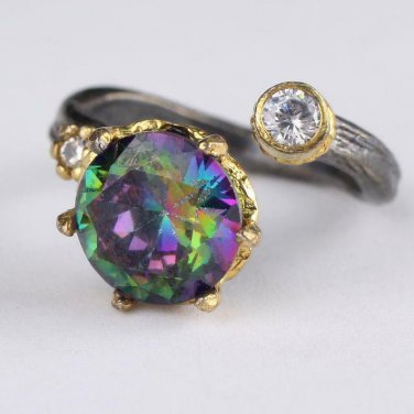 Handmade Womens Topaz Gemstone Ring, Woman 925 Silver Ring