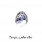 Mans 925 Aqua Blue Oval Cut Agate Ring