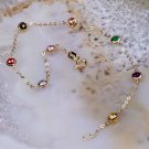 18 K Unique Gold Chain Bracelet for Women , Colorful Zircon Gold Fancy Bracelet