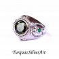 Handmade Mans Zircon Green Gemstone Ring Mans 925 Silver Handmade