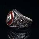 Mans 925 Red Oval Cut Agate Ring, Handmade 925 Silver Ring
