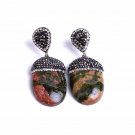 Women Ruby Zoisid Drop Handmade Silver Gold Plated Special Design Gift Earrings