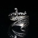 Handmade Mans Sword Black Zircon Gemstone Ring, Mans 925 Silver