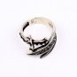 Handmade Mans Sword Black Zircon Gemstone Ring, Mans 925 Silver