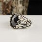Handmade Mans Black Zircon Gemstone Ring, Mans 925 Silver Ring