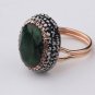 Oval Dyed Emerald Silver Jewelry Set, Woman Silver Emerald