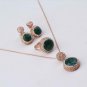 Round Dyed Emerald Silver Jewelry Set, Woman Silver Emerald
