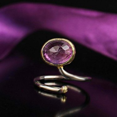 Amethyst Silver Ring, Amethyst Simple Design Ring