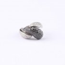 Handmade Woman Black and White Zirconia Gemstone Ring, Spiral Type Woman 925