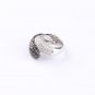 Handmade Woman Black and White Zirconia Gemstone Ring, Spiral Type Woman 925