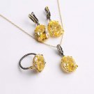 Woman Handmade Oval Zirconia 925 Silver Jewelry Set
