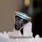 Handmade Oval Turqoiuse Stone ring, Crescent Man turquoise ring, Turquoise Ring