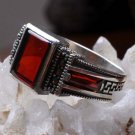 Handmade Mans Zircon Red Gemstone Ring